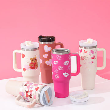 40oz Insulated Tumbler with Handle & Straw | Spill-Proof Stainless Steel Coffee Mug | Travel, Office, Gym Friendly