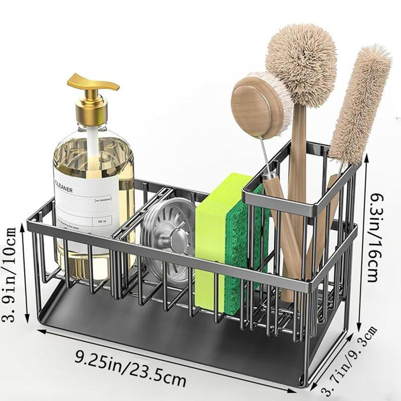 Kitchen Sink Organizer Storage Rack, 1 Set Sponge Holder for Kitchen Sink, Kitchen Sink Organizer with Brush Holder & 1 Sponge, Rustproof Kitchen Gadgets Dish Sponge Organizer, Kitchen Accessories