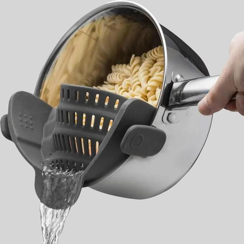 Silicone Pot Side Pasta Strainer, 1 Count Adjustable Silicone Clip on Strainer Clamp for Kitchen, Home Essentials Kitchen Accessories for Cookware, Kitchen Gadgets, Kitchen Tools, Dorm Essentials, Boyfriend Gift, Kitchen Tool