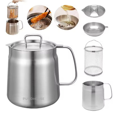 Premium 3-in-1 Stainless Steel Oil Filter Pot & Deep Fryer (2L)