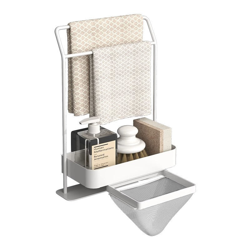 Multi-Layer Rag Draining Rack – Gun Gray | Space-Saving Kitchen Sink Organizer”