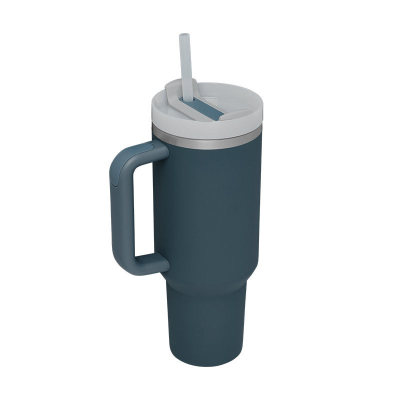 40oz Insulated Tumbler with Handle & Straw | Spill-Proof Stainless Steel Coffee Mug | Travel, Office, Gym Friendly